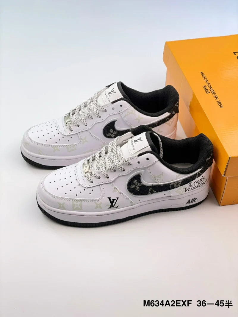 LV x Nike Air Force 1 07 Low Ciemny Niebieski Denim / Biały / Srebrny