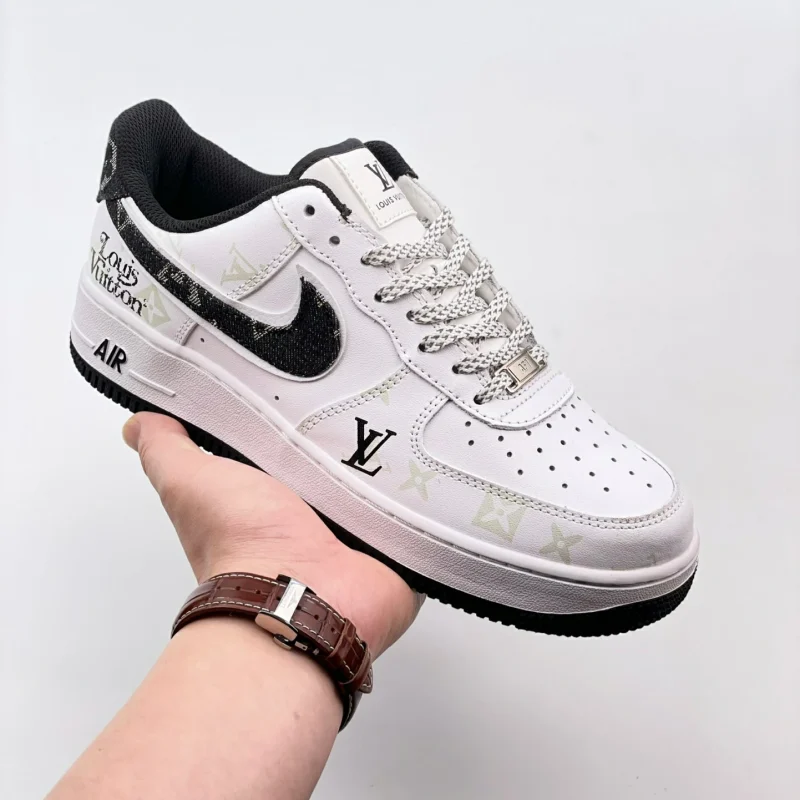 LV x Nike Air Force 1 07 Low Ciemny Niebieski Denim / Biały / Srebrny