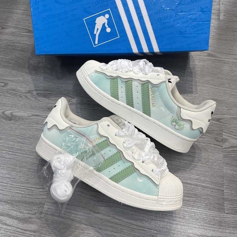 Buty Adidas Superstar Cappuccino Green Zielony Efekt Ściekania