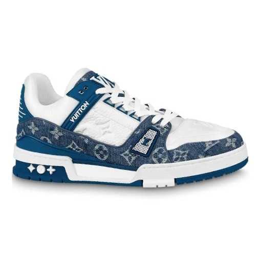 Buty Louis Vuitton LV Trainer Monogram Denim White Blue Premium