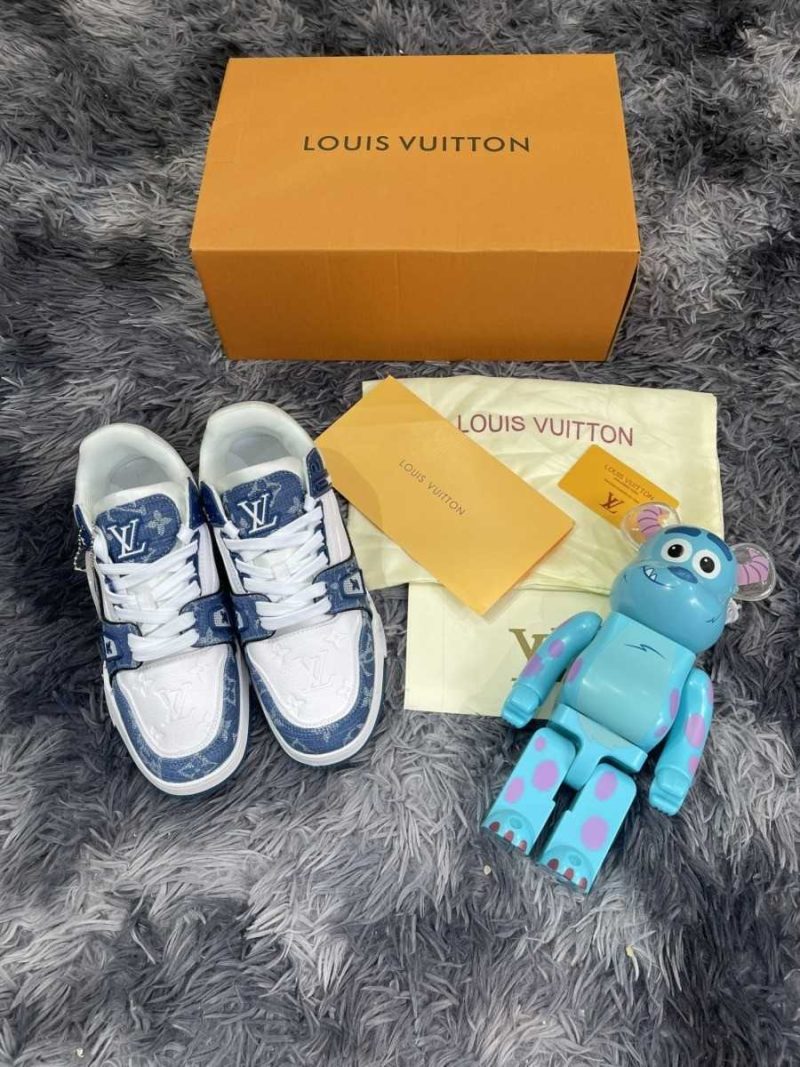 Buty Louis Vuitton LV Trainer Monogram Denim White Blue Premium