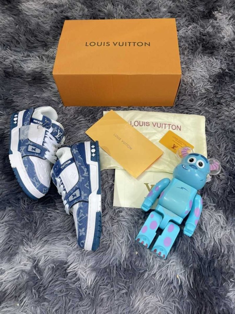 Buty Louis Vuitton LV Trainer Monogram Denim White Blue Premium