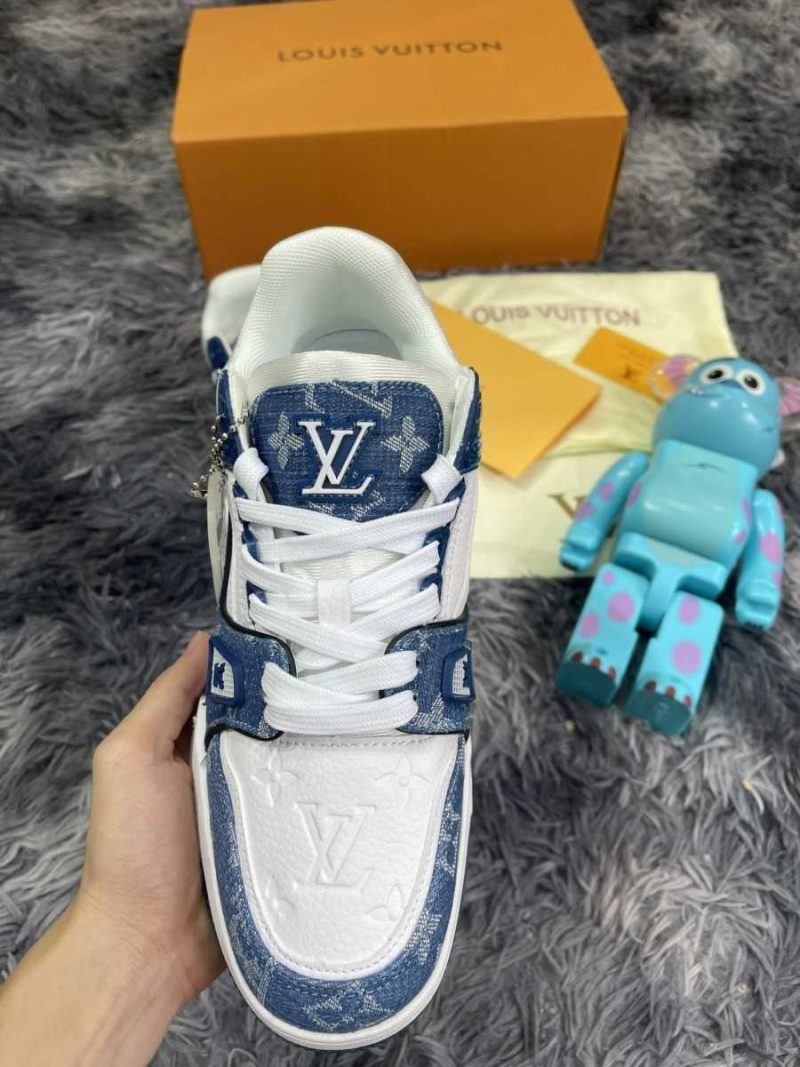 Buty Louis Vuitton LV Trainer Monogram Denim White Blue Premium