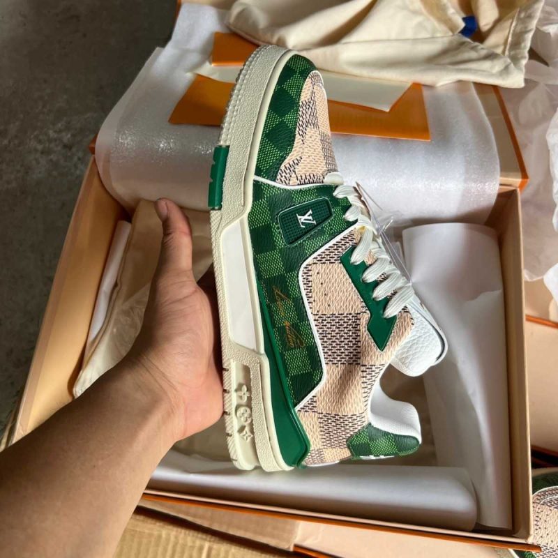 Buty Louis Vuitton Trainer Green Damier 1AC58D Jakość Premium
