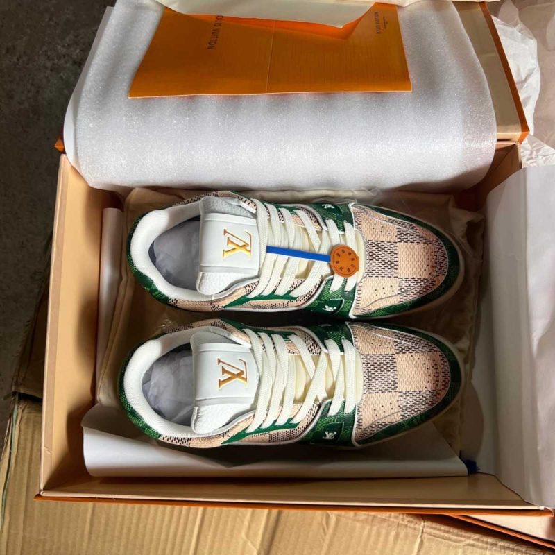 Buty Louis Vuitton Trainer Green Damier 1AC58D Jakość Premium