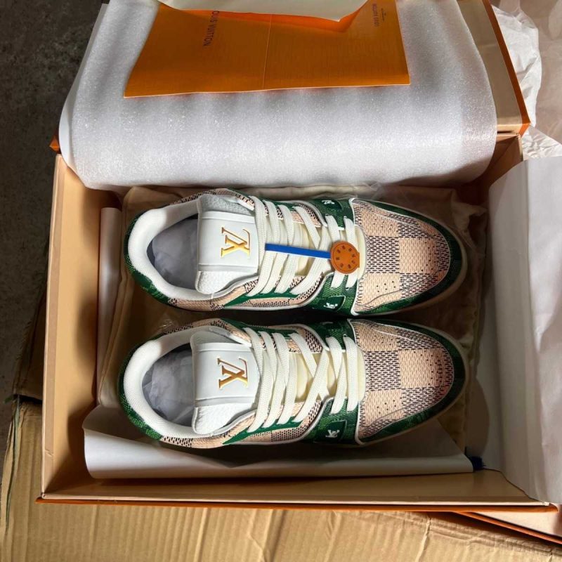 Buty Louis Vuitton Trainer Green Damier 1AC58D Jakość Premium