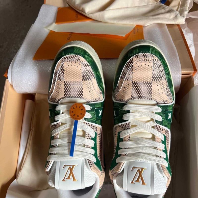 Buty Louis Vuitton Trainer Green Damier 1AC58D Jakość Premium