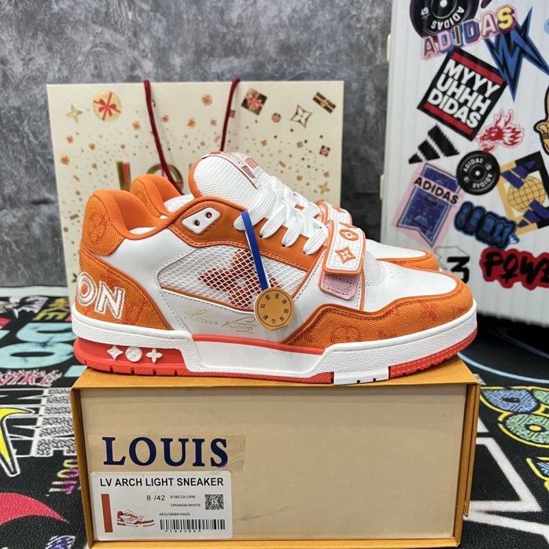 Buty LV Trainer Monogram Orange Denim 1A9ZC2 Jakość VIP