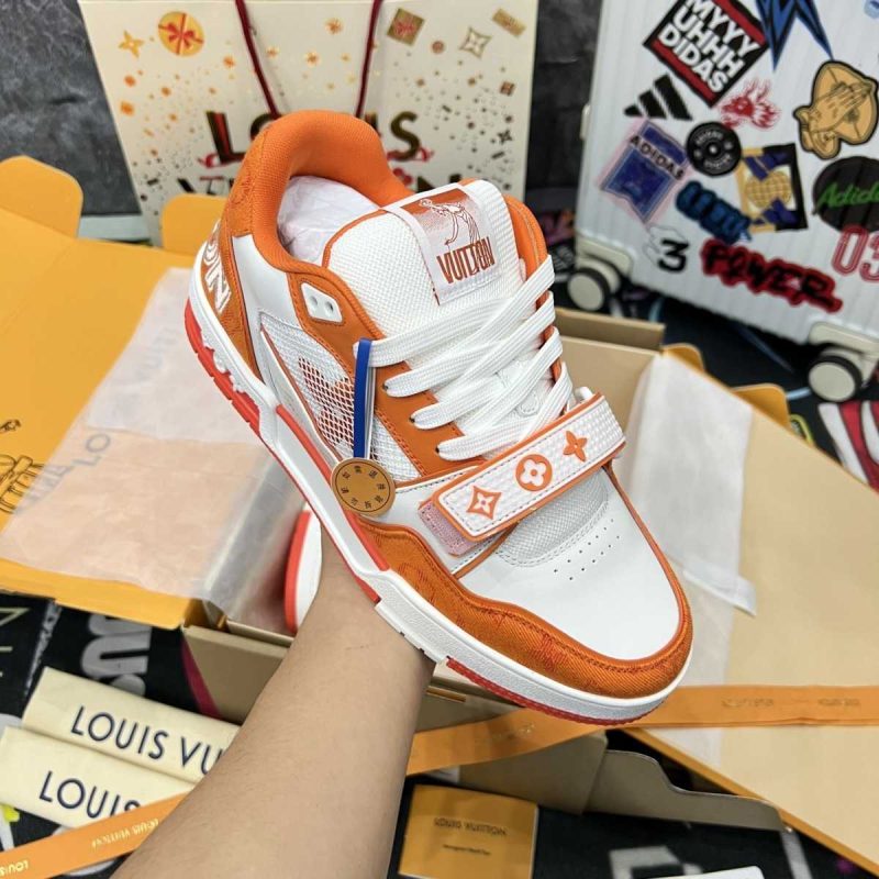 Buty LV Trainer Monogram Orange Denim 1A9ZC2 Jakość VIP