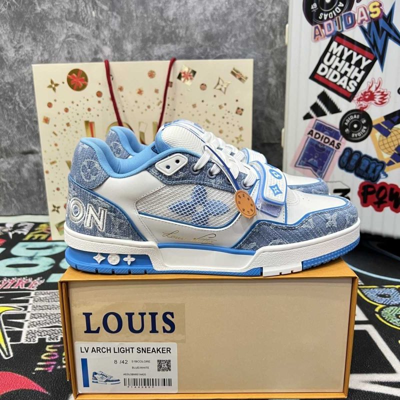 Buty LV Trainer Monogram Denim White Blue Jakość VIP