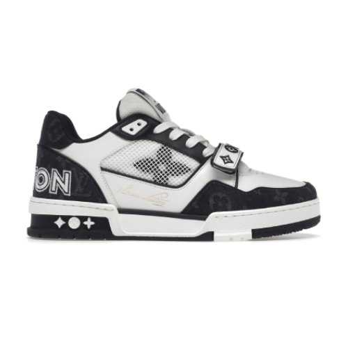 Buty LV Trainer Pasek na Rzep Monogram Denim Black White Jakość jak oryginał
