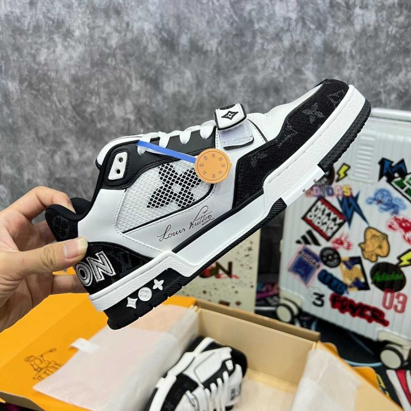 Buty LV Trainer Pasek na Rzep Monogram Denim Black White Jakość jak oryginał