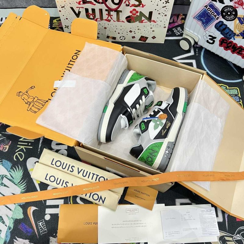 Buty LV Trainer White Grey Green Jakość VIP 2024