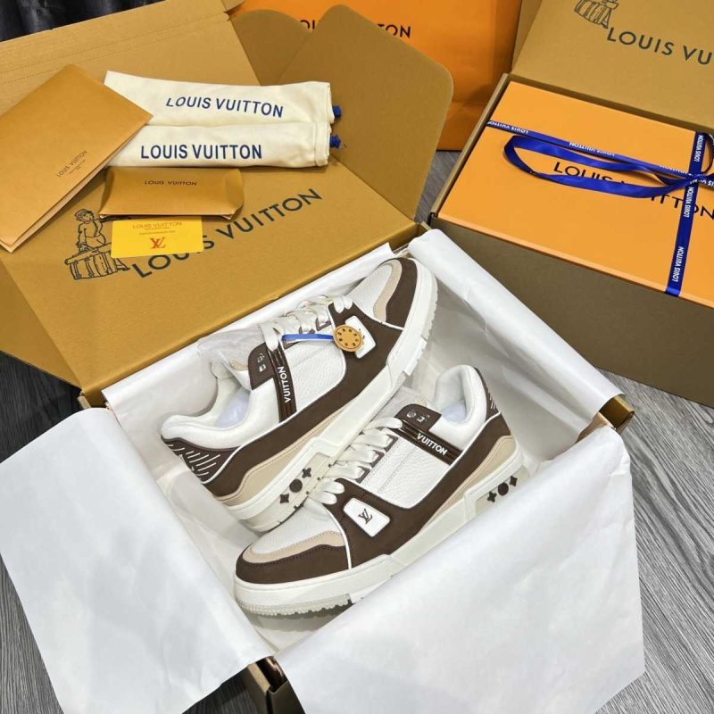 Buty Louis Vuitton LV Trainer Gładki Mokka 2023 Jakość jak oryginał 99.99%
