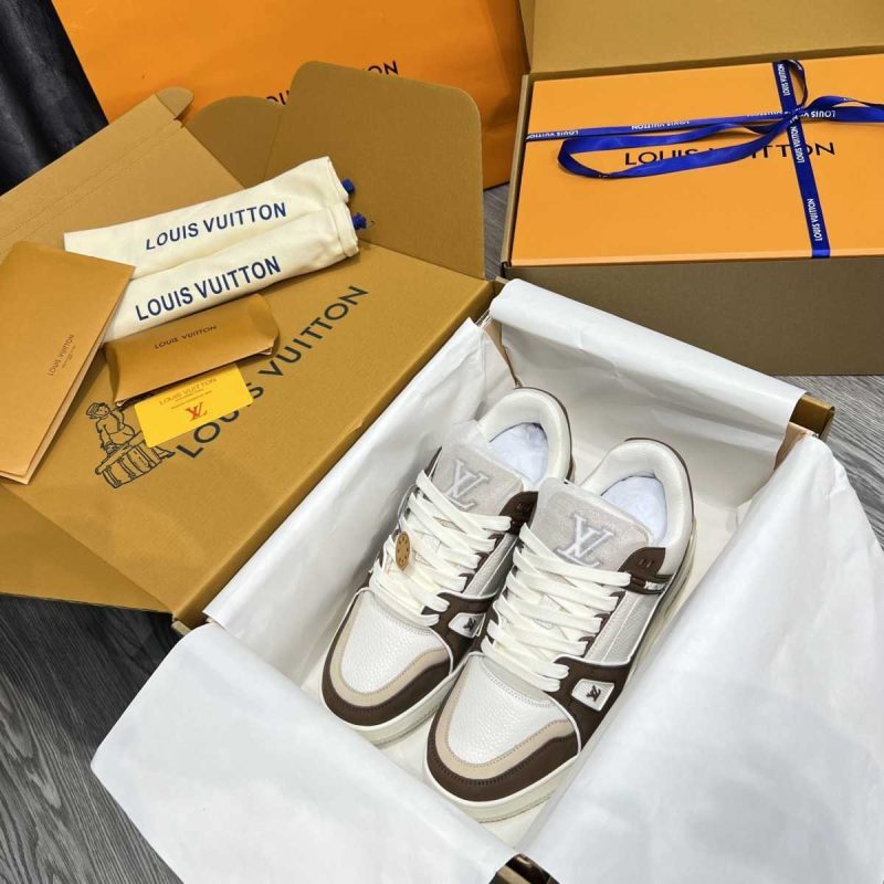 Buty Louis Vuitton LV Trainer Gładki Mokka 2023 Jakość jak oryginał 99.99%