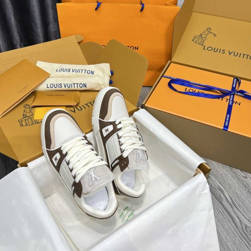 Buty Louis Vuitton LV Trainer Gładki Mokka 2023 Jakość jak oryginał 99.99%