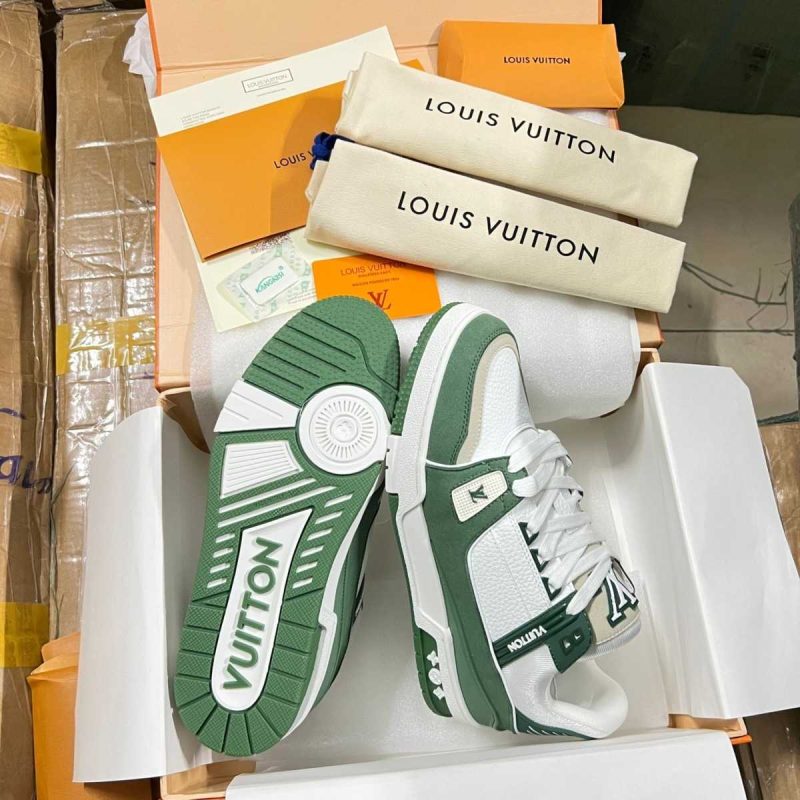 Buty Louis Vuitton LV Trainer Gładki Khaki 2023 Jakość jak oryginał 99.99%