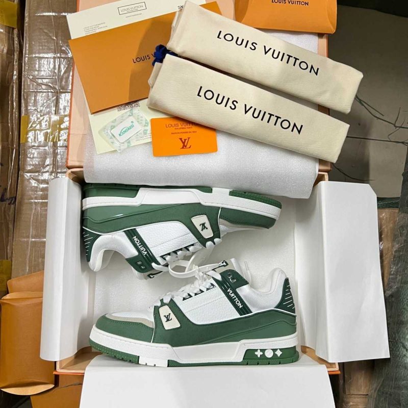 Buty Louis Vuitton LV Trainer Gładki Khaki 2023 Jakość jak oryginał 99.99%