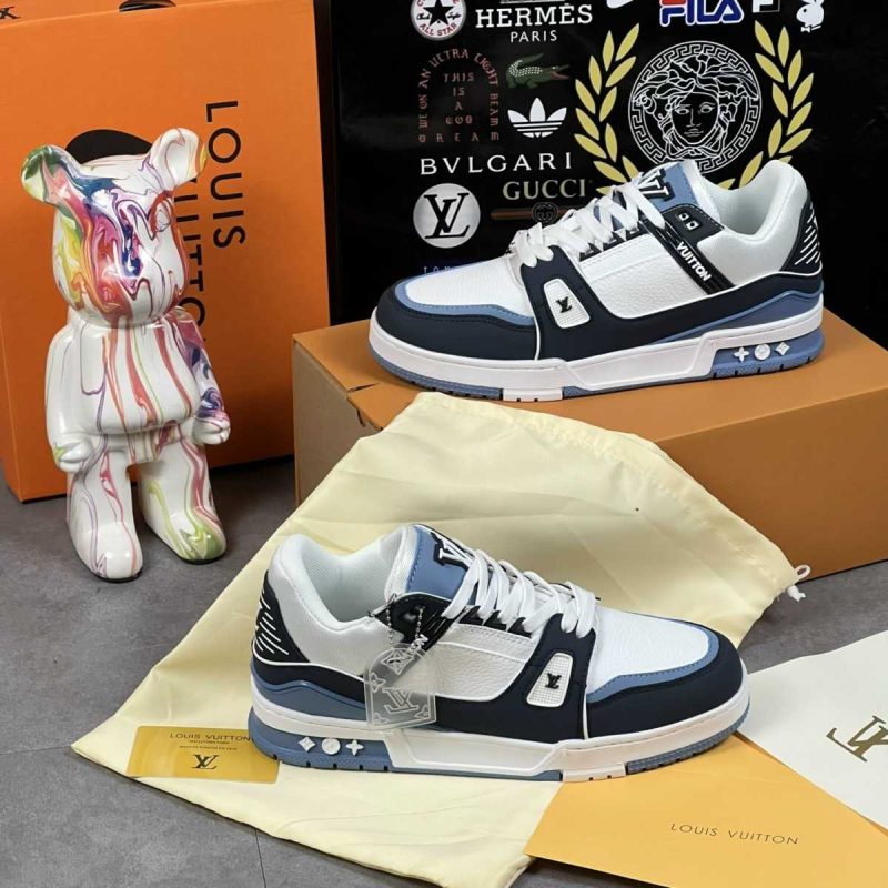 Buty Louis Vuitton LV Trainer Gładkie Niebieskie 2023 Premium