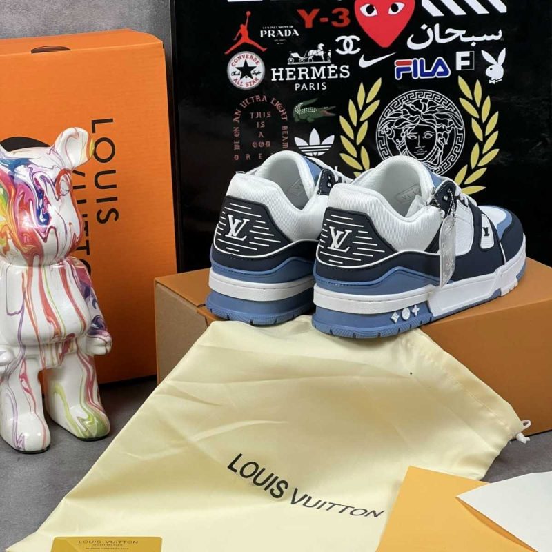 Buty Louis Vuitton LV Trainer Gładkie Niebieskie 2023 Premium