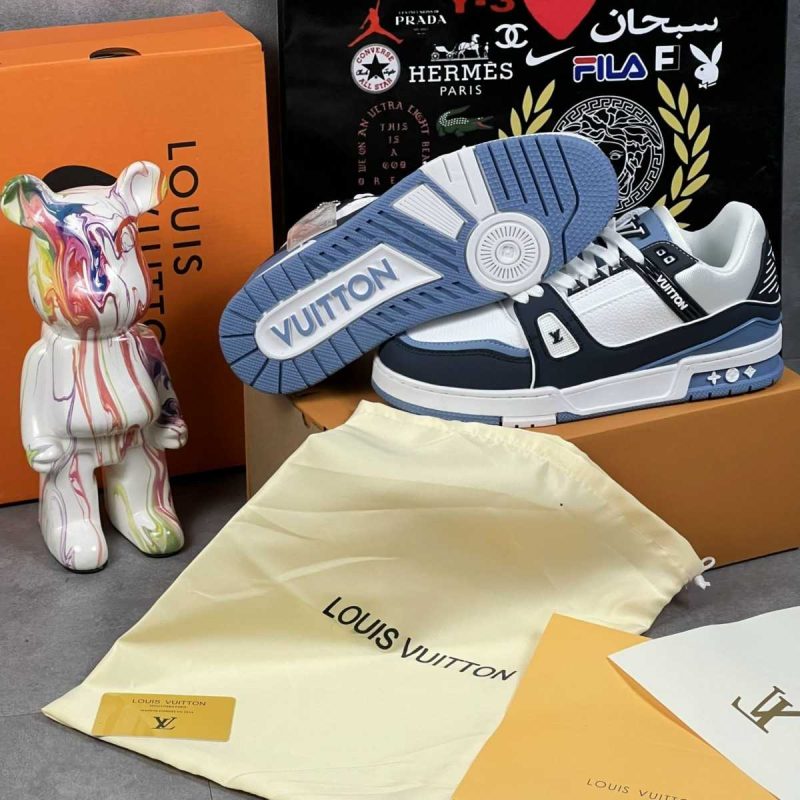 Buty Louis Vuitton LV Trainer Gładkie Niebieskie 2023 Premium