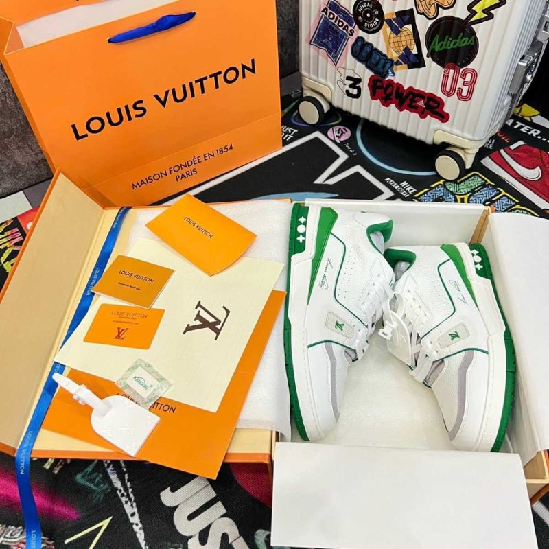 Buty LV Trainer #54 Signature Green White Jakość jak oryginał 99.99%