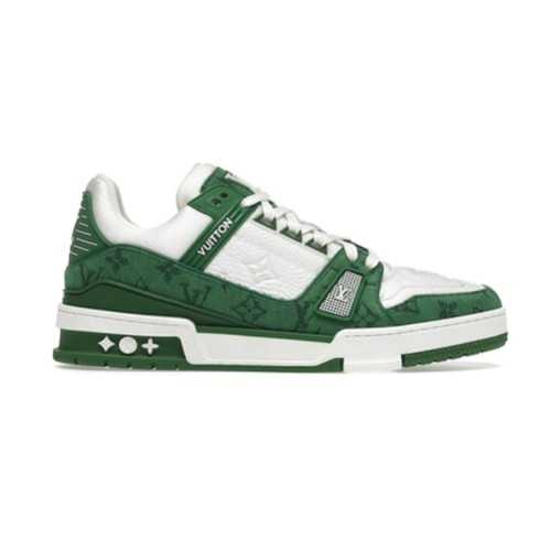 Buty Louis Vuitton LV Trainer White Green Monogram Denim