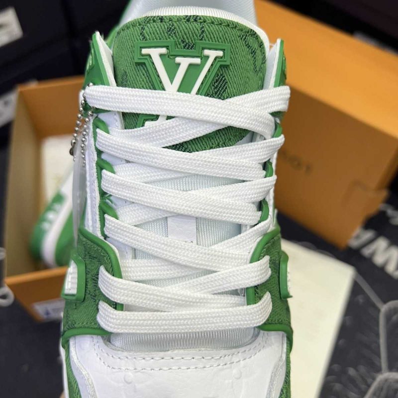 Buty Louis Vuitton LV Trainer White Green Monogram Denim