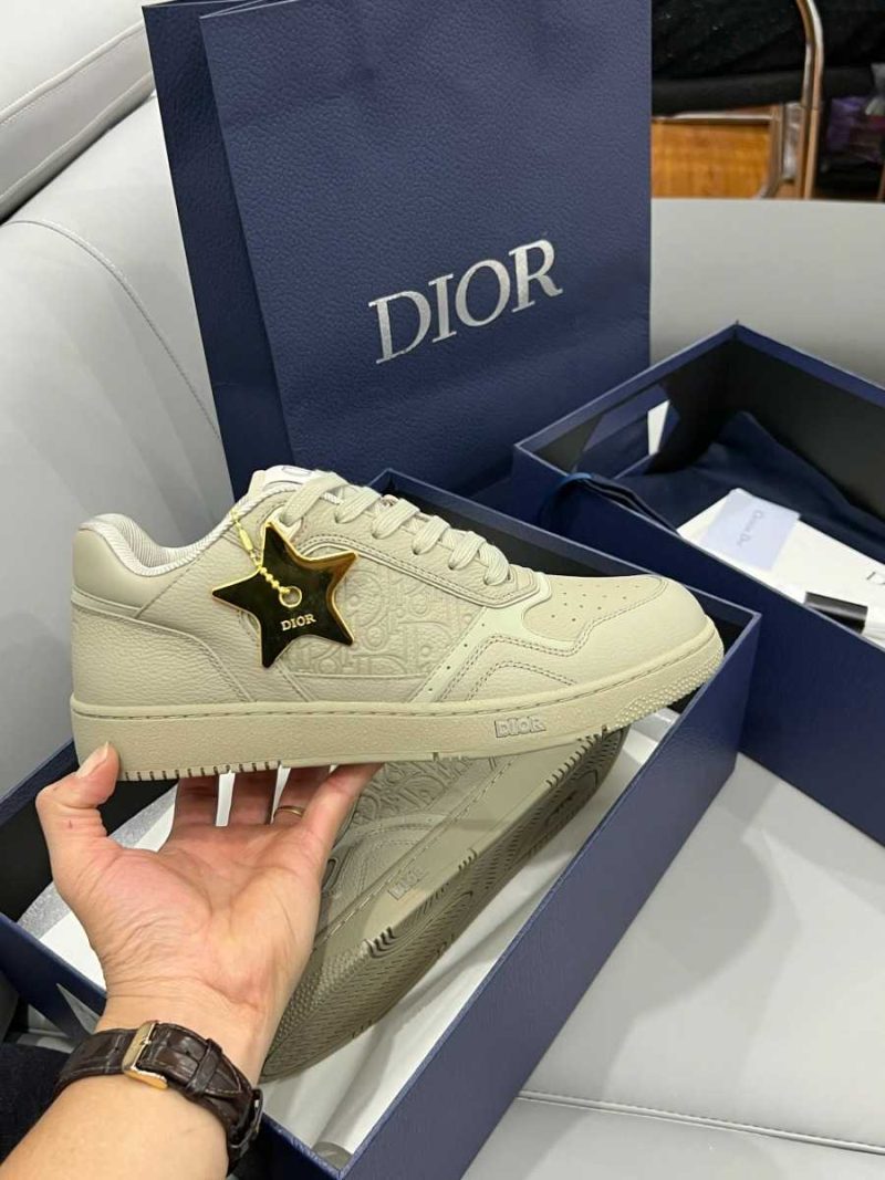Buty Dior B27 Low Beżowa Skóra Cielęca Ziarnista Beżowa Skóra Dior Gravity Najwyższa Jakość