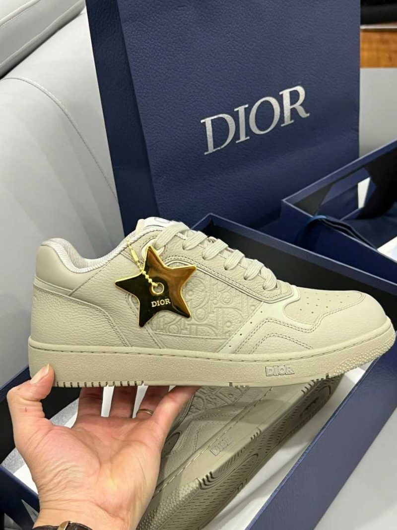 Buty Dior B27 Low Beżowa Skóra Cielęca Ziarnista Beżowa Skóra Dior Gravity Najwyższa Jakość