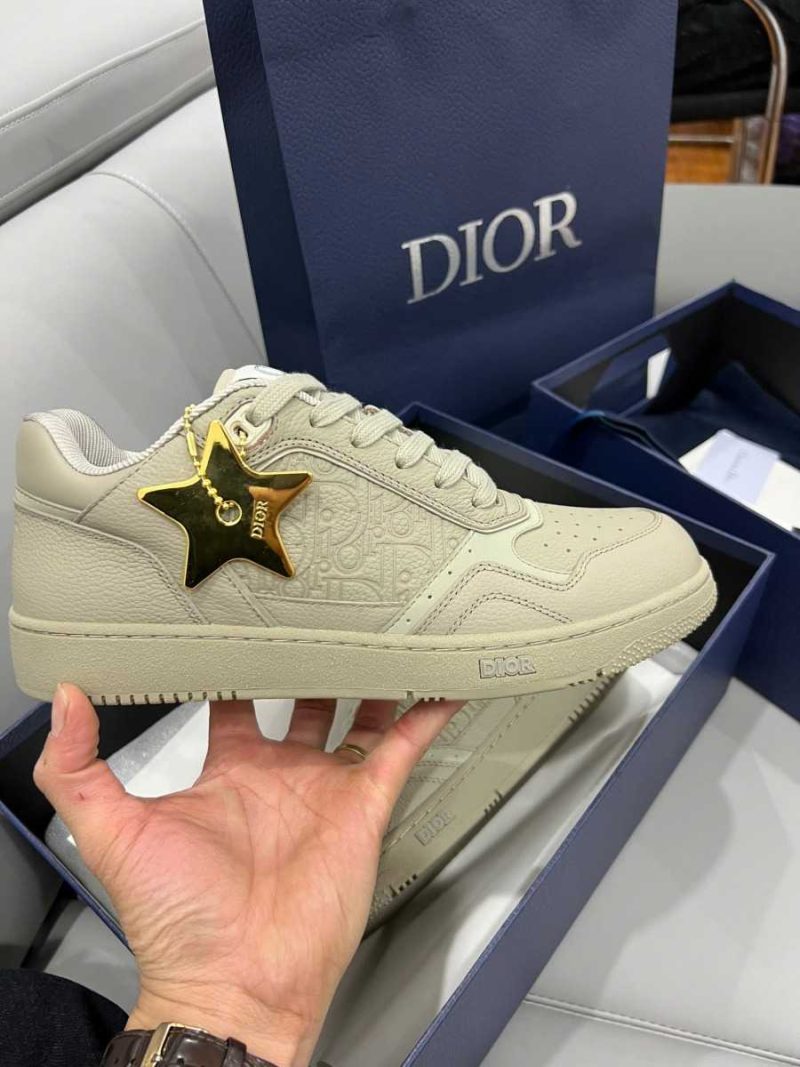 Buty Dior B27 Low Beżowa Skóra Cielęca Ziarnista Beżowa Skóra Dior Gravity Najwyższa Jakość