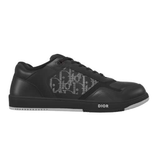 Buty Dior B27 Low Czarne Skóra Oblique Galaxy z Gładką Skórą Cielęcą i Zamszem