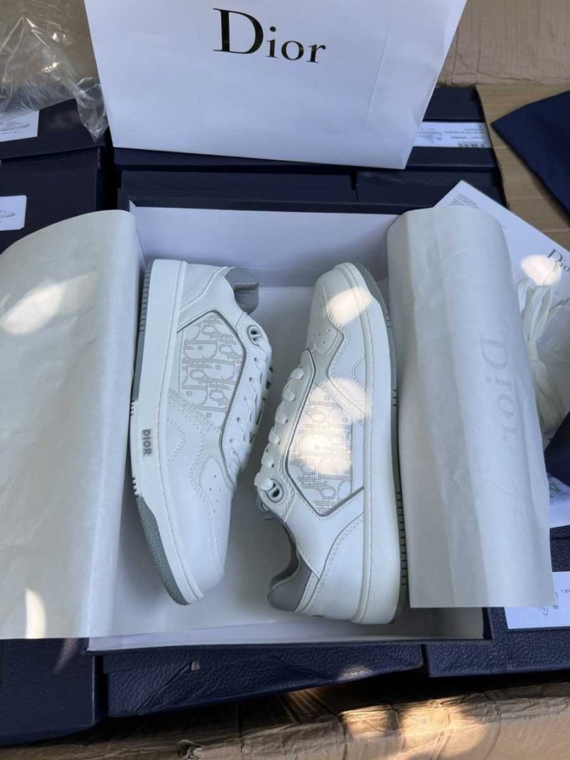 Buty Dior B27 Low-Top White Gray Gładka Skóra Cielęca Oblique Galaxy Jakość Premium