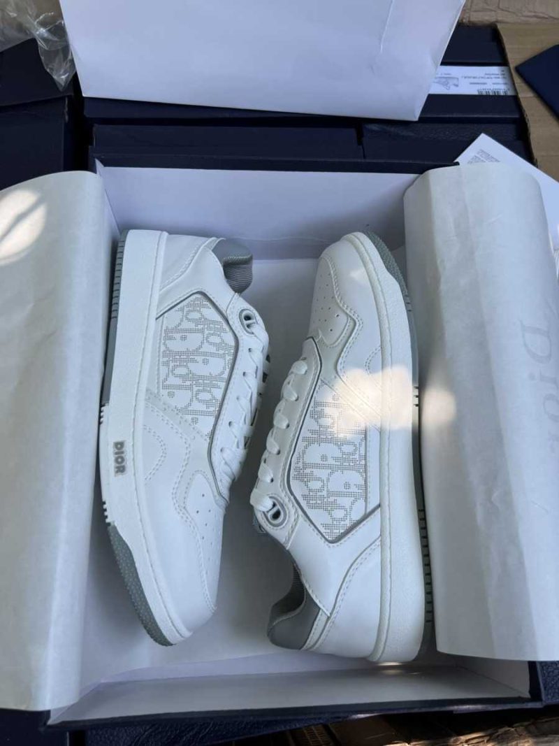 Buty Dior B27 Low-Top White Gray Gładka Skóra Cielęca Oblique Galaxy Jakość Premium