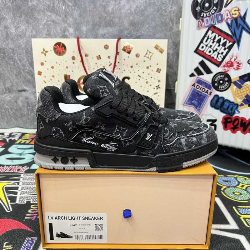Buty LV Trainer Black Monogram Denim 1ACFS1 Jakość VIP