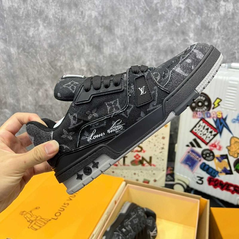 Buty LV Trainer Black Monogram Denim 1ACFS1 Jakość VIP